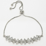 Silver Brass American Diamond Studded Rhodium-Plated Wraparound Bracelet