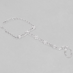 Silver Plated Cubic Zirconia Studde Ring Bracelet